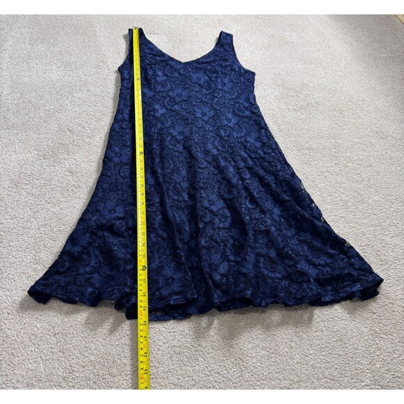 Joseph Ribkoff Women's Navy Blue Double V Neck Sleeveless Lace Midi Dress Sz 10 - Picture 14 of 16